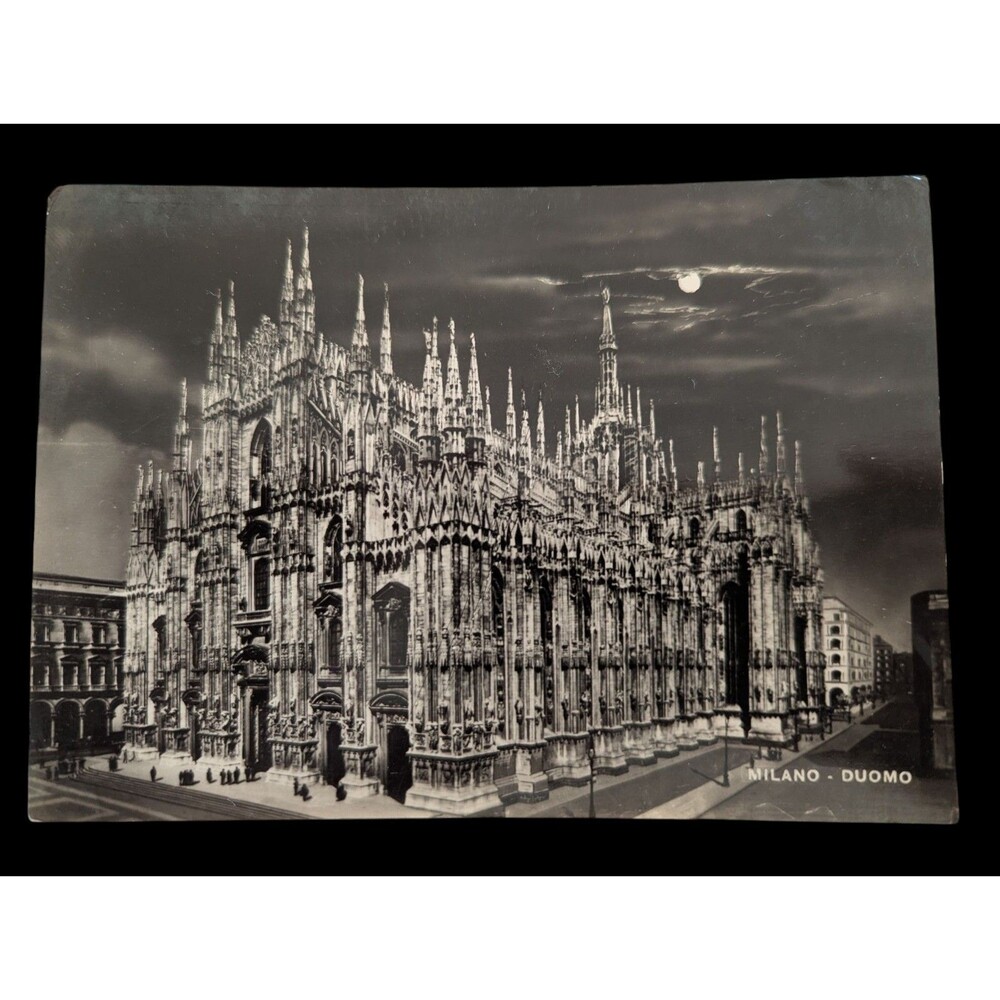 Milan Duomo Italy Vintage Postcard Posted Professor Stamp Castle Halloween 1950